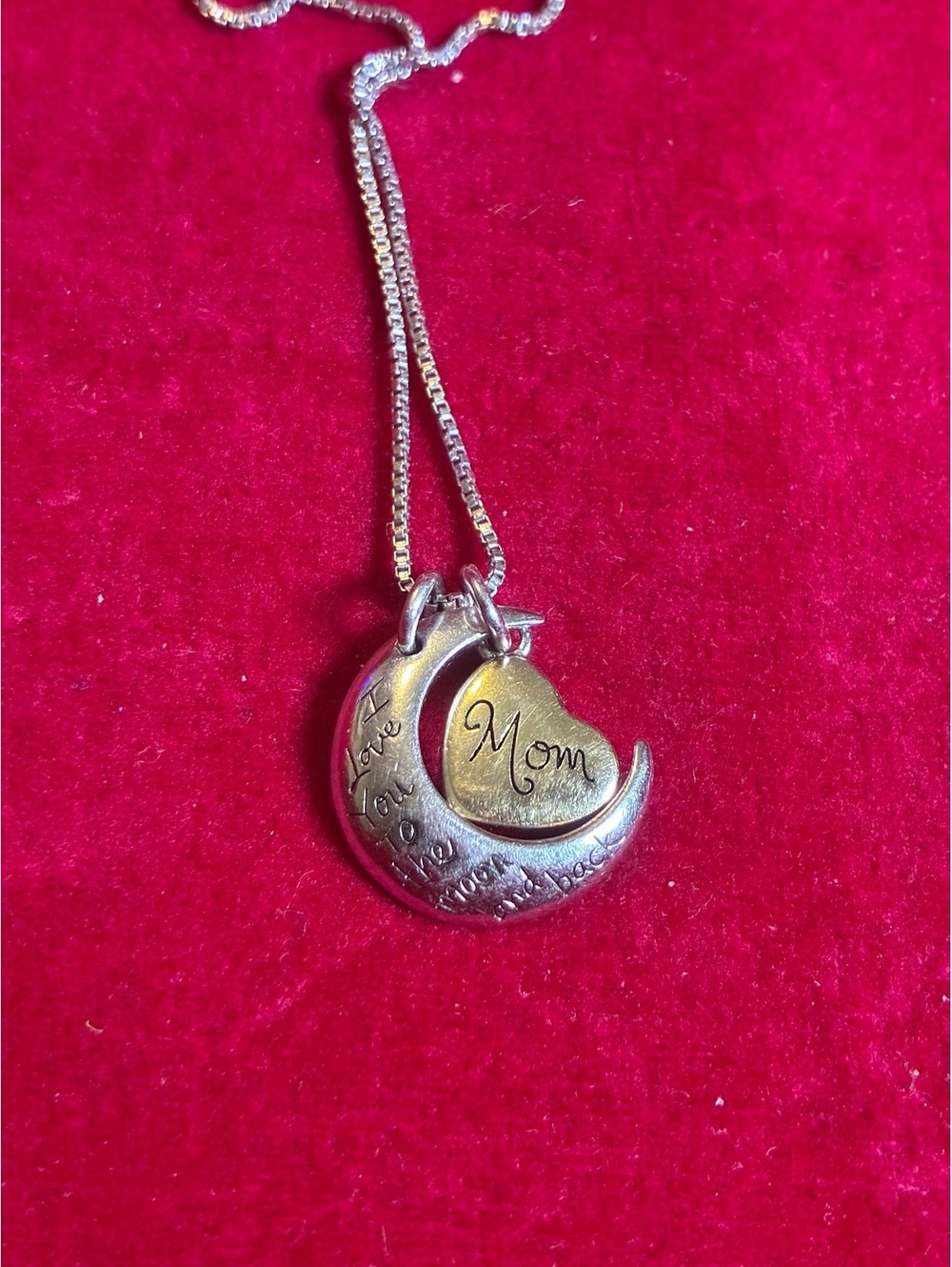 Signed 14K Gold & 925 Sterling "I Love You to the Moon and Back" Necklace 18”